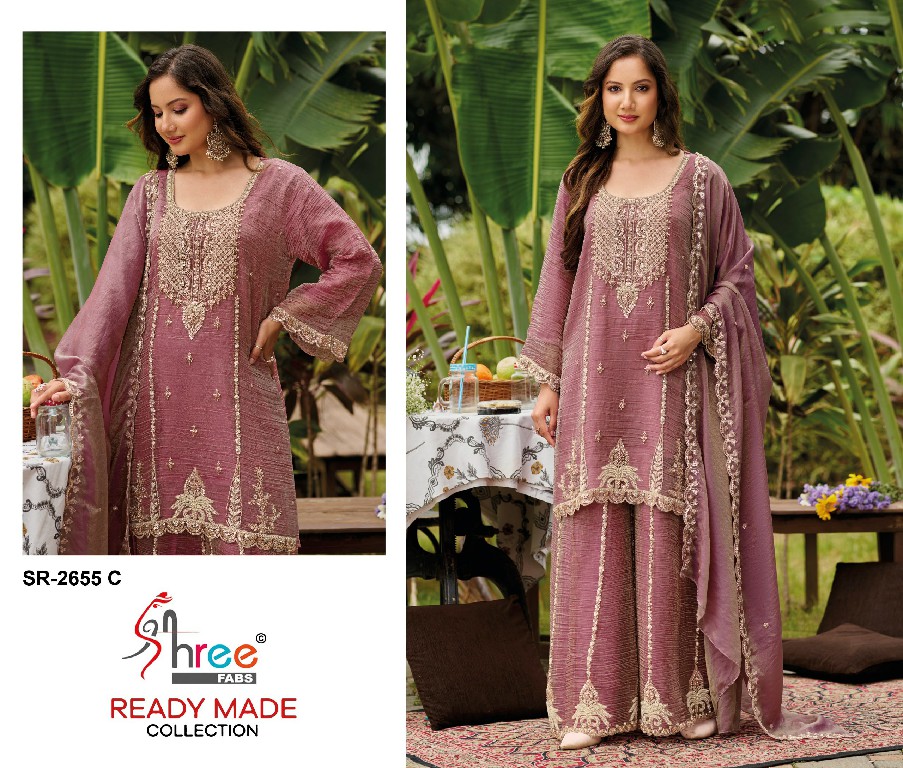 SHREE FABS R-2655 WHOLESALE READYMADE VISCOSE SALSA HEAVY BEATS WORK PLAZZO STYLE 3 PCS SUITS EXPORTER