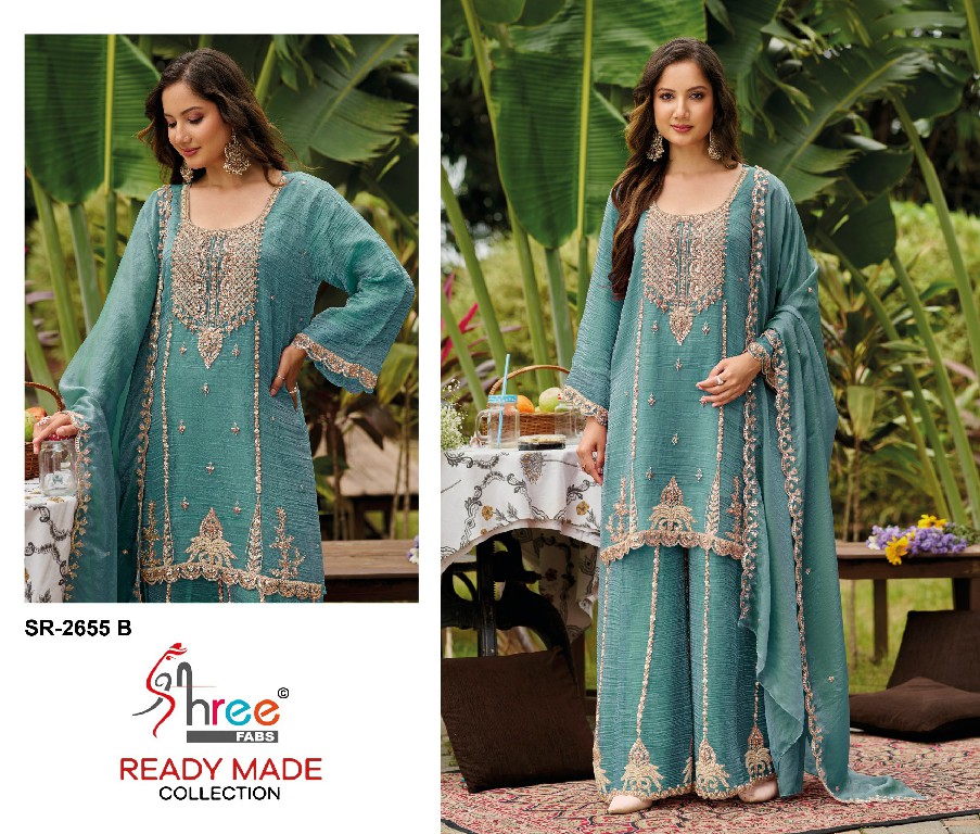 SHREE FABS R-2655 WHOLESALE READYMADE VISCOSE SALSA HEAVY BEATS WORK PLAZZO STYLE 3 PCS SUITS EXPORTER