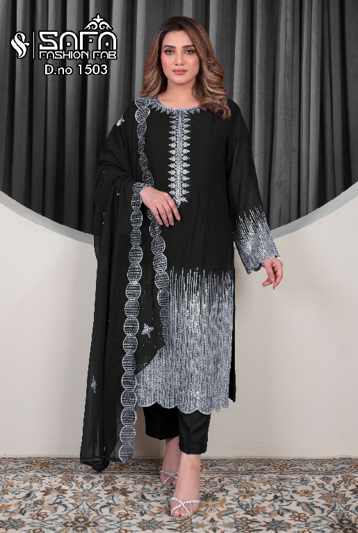 SAFA FASHION D.NO 1503 WHOLESALE READYMADE SOFT CHIFFON LUXURY FORMAL WEAR 3 PCS COMBO SET SUITS EXPORTER