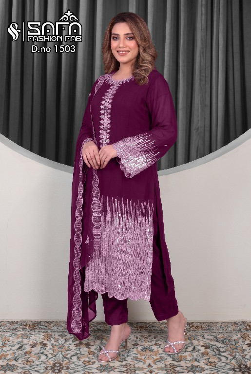 SAFA FASHION D.NO 1503 WHOLESALE READYMADE SOFT CHIFFON LUXURY FORMAL WEAR 3 PCS COMBO SET SUITS EXPORTER