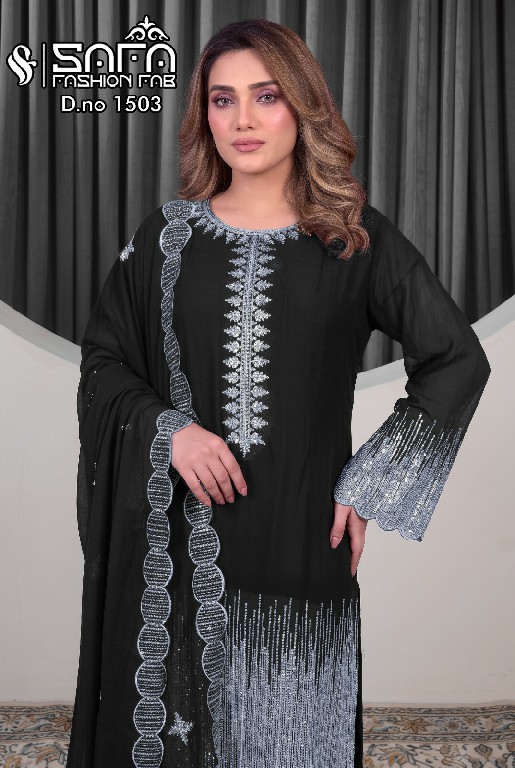 SAFA FASHION D.NO 1503 WHOLESALE READYMADE SOFT CHIFFON LUXURY FORMAL WEAR 3 PCS COMBO SET SUITS EXPORTER