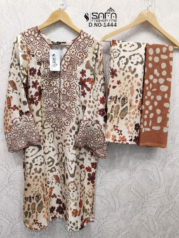 SAFA FASHION D.NO 1444 COLOR WHOLESALE READYMADE HEAVY SATIN DESIGNER 3 PCS COMBO SET SUITS SUPPLIER