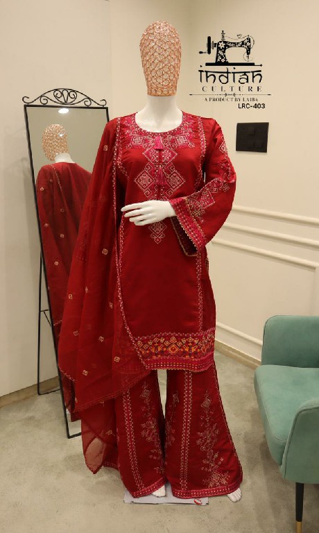 INDIAN CULTURE D.NO LRC-403 WHOLESALE READYMADE PV SLUB FESTIVE WEAR PAKISTANI 3 PCS SUITS EXPORTER