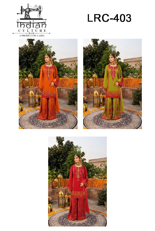 INDIAN CULTURE D.NO LRC-403 WHOLESALE READYMADE PV SLUB FESTIVE WEAR PAKISTANI 3 PCS SUITS EXPORTER