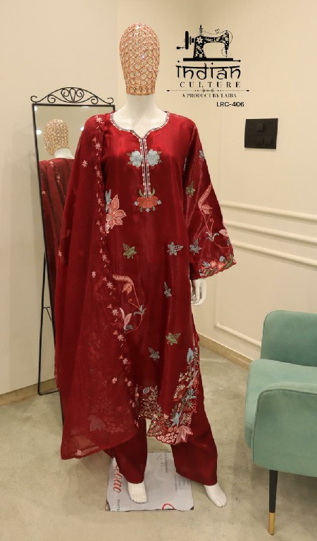 INDIAN CULTURE D.NO LRC-406 WHOLESALE READYMADE ROMAN GLASS AMAZING PAKISTANI 3 PCS SUITS SUPPLIER