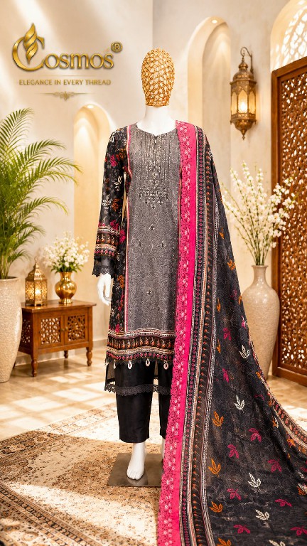 COSMOS BIN SAEED VOL 5 WHOLESALE LAWN COTTON BEAUTIFUL FULL STITCHED 3 PCS SUITS SUPPLIER