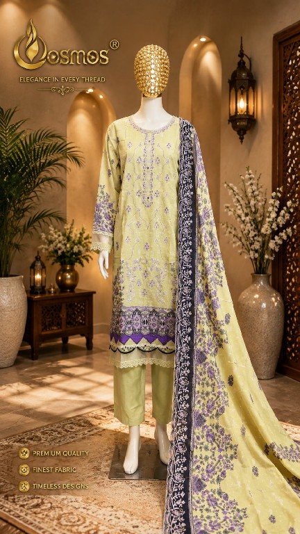 COSMOS BIN SAEED VOL 5 WHOLESALE LAWN COTTON BEAUTIFUL FULL STITCHED 3 PCS SUITS SUPPLIER