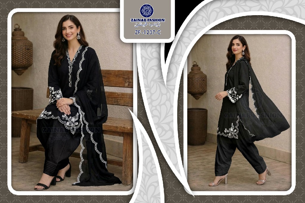 ZAINAB FASHION D.NO 1237 WHOLESALE READYMADE RANGOLI CRUSH CUT WORK EMBROIDERED 3 PCS SUITS EXPORTER