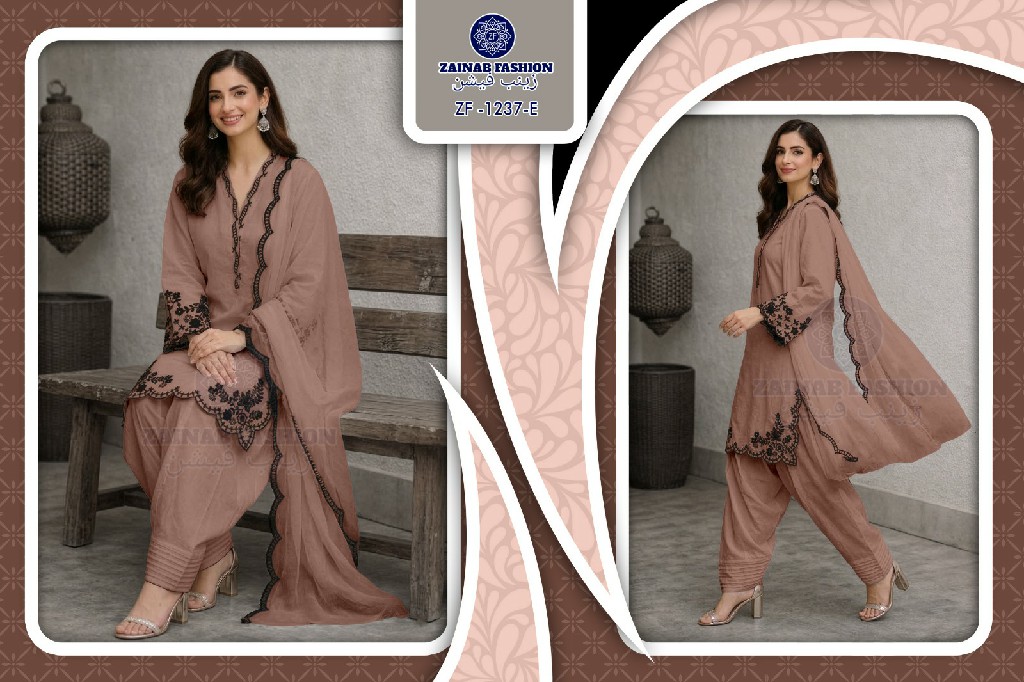 ZAINAB FASHION D.NO 1237 WHOLESALE READYMADE RANGOLI CRUSH CUT WORK EMBROIDERED 3 PCS SUITS EXPORTER