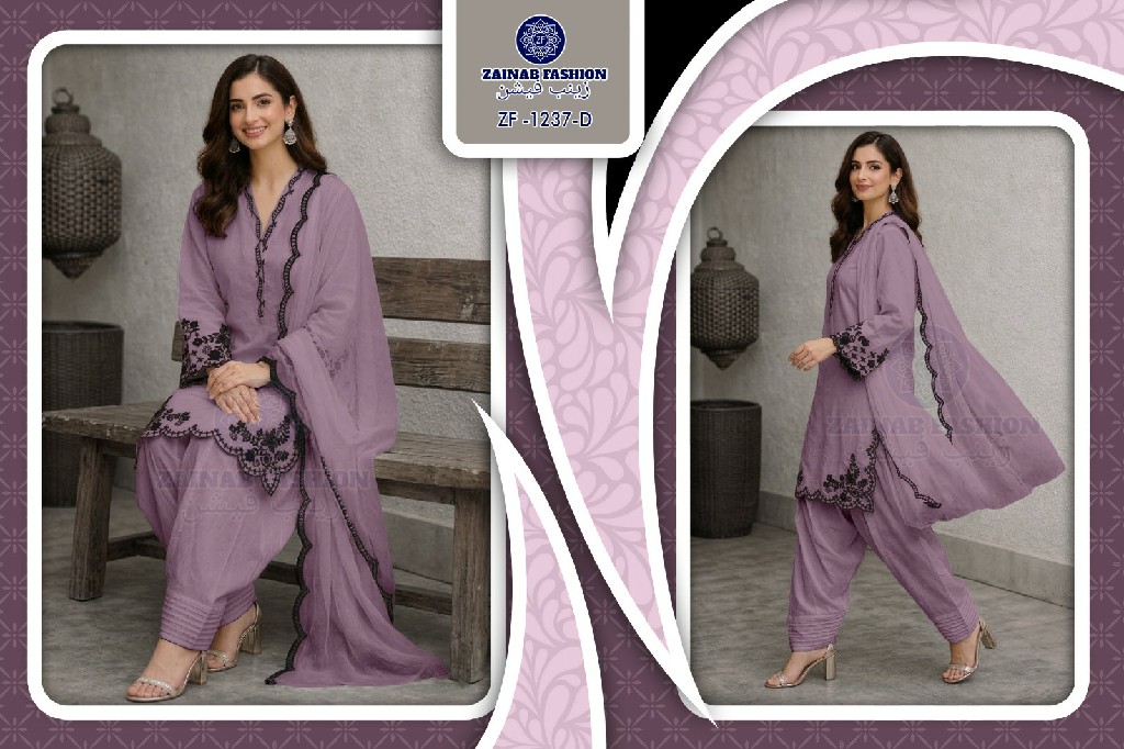 ZAINAB FASHION D.NO 1237 WHOLESALE READYMADE RANGOLI CRUSH CUT WORK EMBROIDERED 3 PCS SUITS EXPORTER