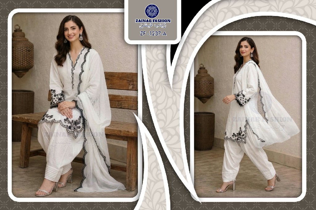 ZAINAB FASHION D.NO 1237 WHOLESALE READYMADE RANGOLI CRUSH CUT WORK EMBROIDERED 3 PCS SUITS EXPORTER