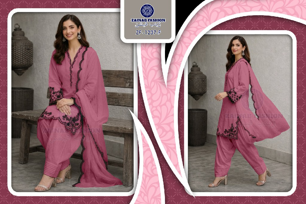 ZAINAB FASHION D.NO 1237 WHOLESALE READYMADE RANGOLI CRUSH CUT WORK EMBROIDERED 3 PCS SUITS EXPORTER