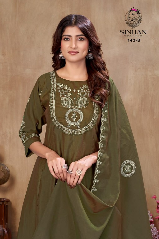 SINHAN D.NO 142 WHOLESALE READYMADE ROMAN TWILLS HAND WORK 3 PCS SUITS SUPPLIER