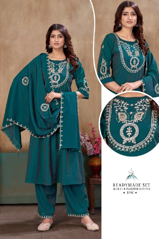 SINHAN D.NO 142 WHOLESALE READYMADE ROMAN TWILLS HAND WORK 3 PCS SUITS SUPPLIER