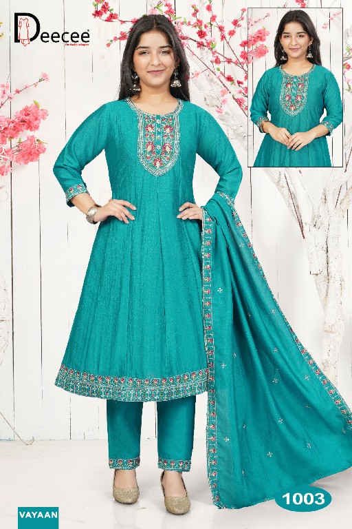 DEE CEE VAYAAN WHOLESALE READYMADE VICHITRA SILK ETHNIC STYLE 3 PCS SUITS EXPORTER