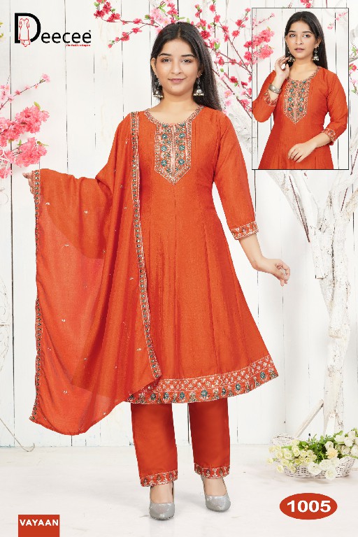 DEE CEE VAYAAN WHOLESALE READYMADE VICHITRA SILK ETHNIC STYLE 3 PCS SUITS EXPORTER
