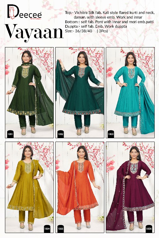 DEE CEE VAYAAN WHOLESALE READYMADE VICHITRA SILK ETHNIC STYLE 3 PCS SUITS EXPORTER