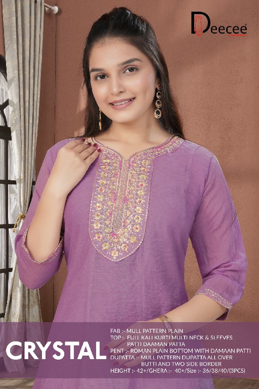 DEE CEE CRYSTAL WHOLESALE READYMADE PREMIUM MULL FULL KALI PATTERN STYLISH 3 PCS SUITS SUPPLIER