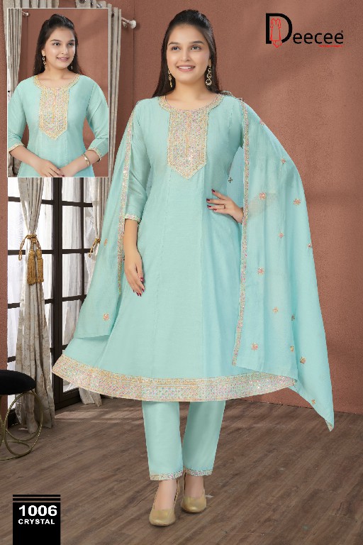 DEE CEE CRYSTAL WHOLESALE READYMADE PREMIUM MULL FULL KALI PATTERN STYLISH 3 PCS SUITS SUPPLIER