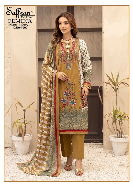 SAFFRON FEMINA KARACHI QUEEN VOL 1 COTTON DIGITAL STYLE PRINTED DRESS MATERIAL ONLINE