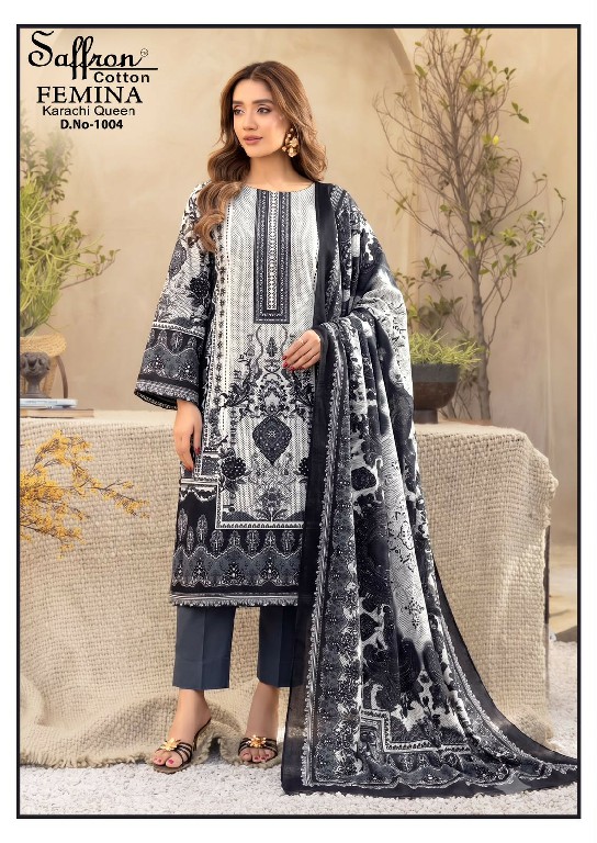 SAFFRON FEMINA KARACHI QUEEN VOL 1 COTTON DIGITAL STYLE PRINTED DRESS MATERIAL ONLINE