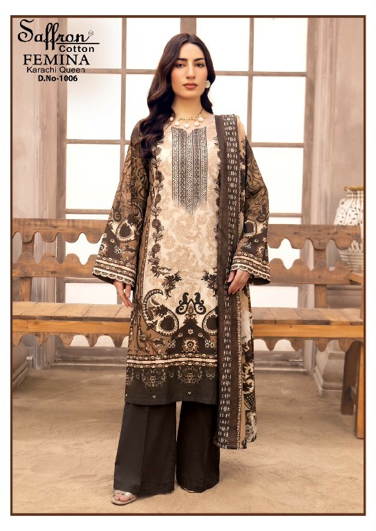 SAFFRON FEMINA KARACHI QUEEN VOL 1 COTTON DIGITAL STYLE PRINTED DRESS MATERIAL ONLINE