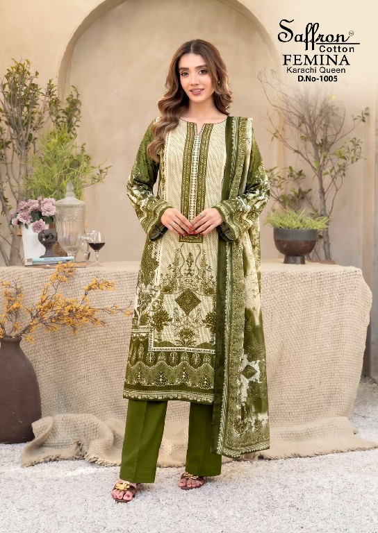 SAFFRON FEMINA KARACHI QUEEN VOL 1 COTTON DIGITAL STYLE PRINTED DRESS MATERIAL ONLINE