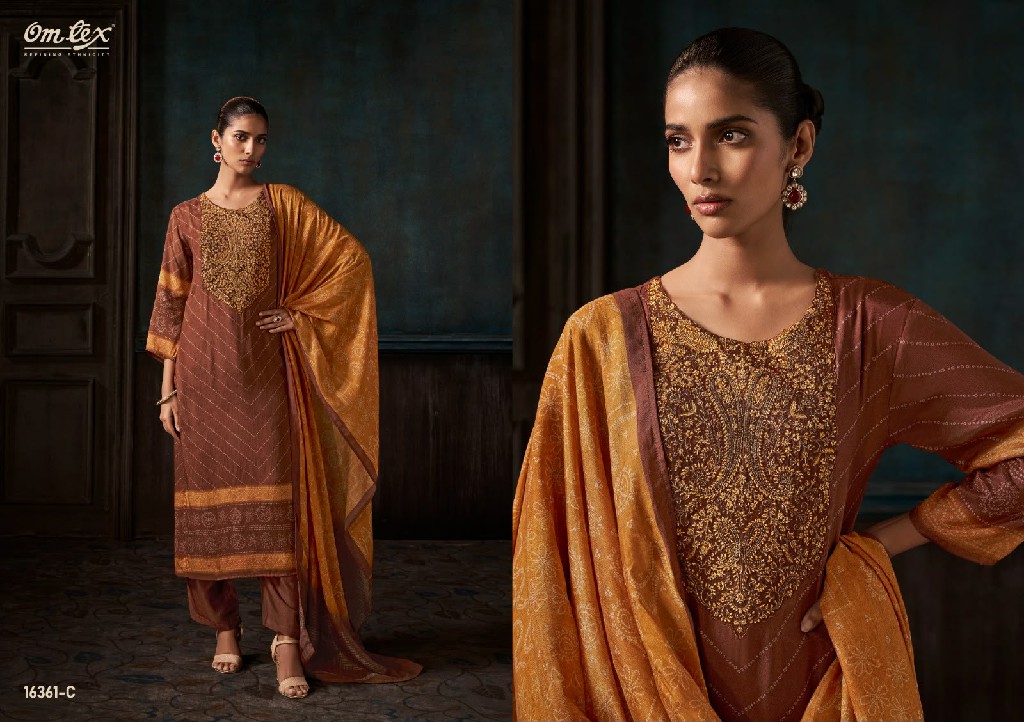 OMTEX SIVARA WHOLESALE MUSLIN SILK WITH EMBROIDERY PATCH WORK UNSTITCH SALWAR SUITS SUPPLIER