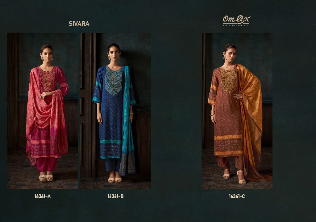 OMTEX SIVARA WHOLESALE MUSLIN SILK WITH EMBROIDERY PATCH WORK UNSTITCH SALWAR SUITS SUPPLIER
