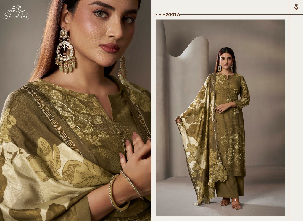 SHIDDAT MARIS-2 D.NO 2001 WHOLESALE DIGITAL PRINTED MUSLIN WITH WORK GORGEOUS LOOK UNSTITCH SALWAR SUITS ONLINE