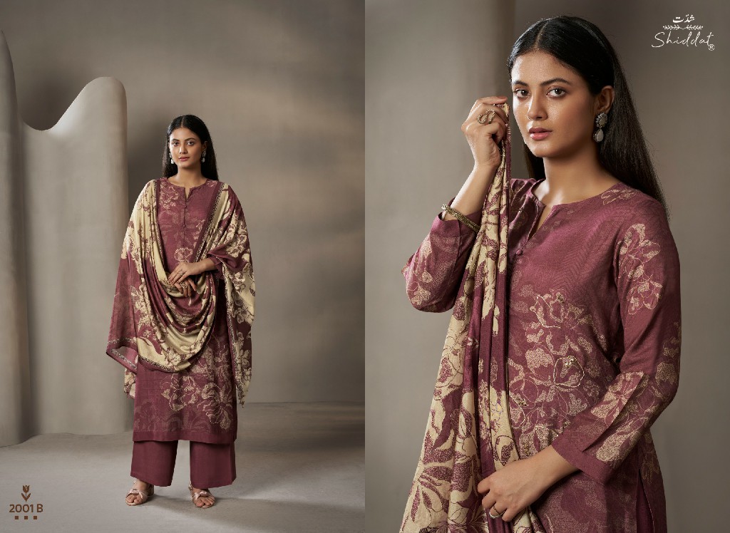SHIDDAT MARIS-2 D.NO 2001 WHOLESALE DIGITAL PRINTED MUSLIN WITH WORK GORGEOUS LOOK UNSTITCH SALWAR SUITS ONLINE