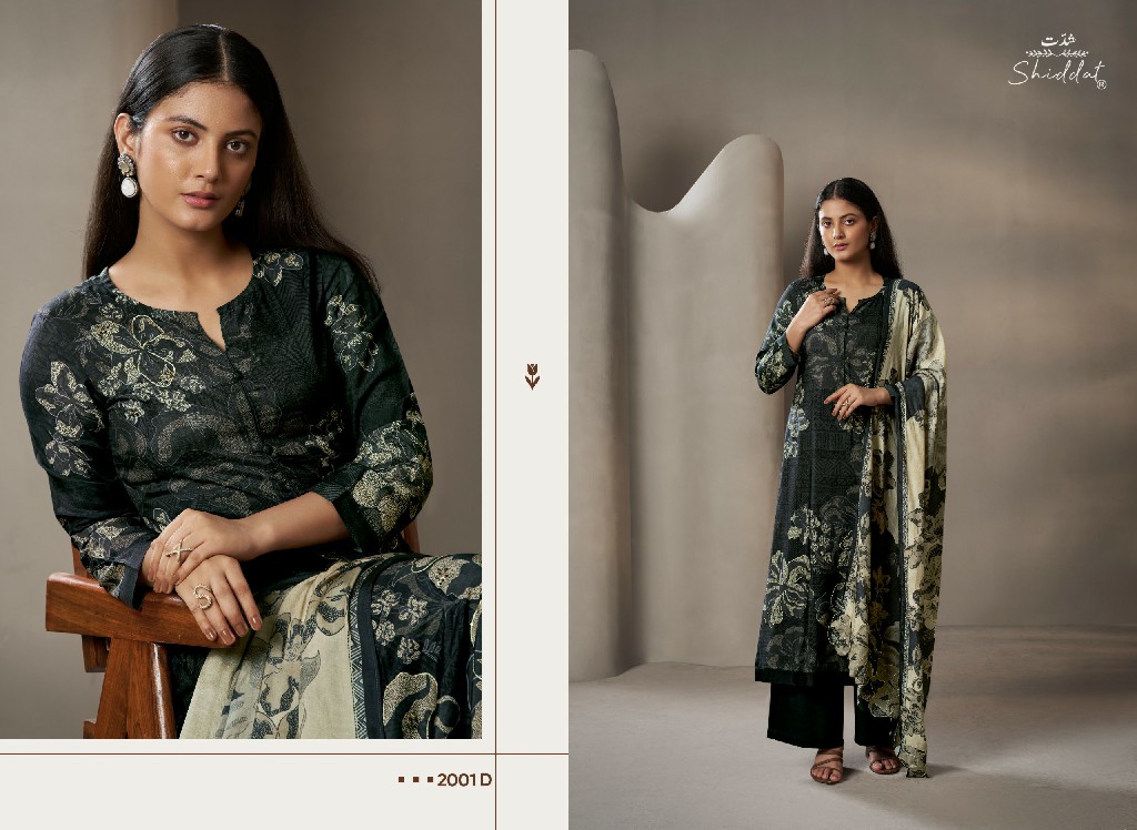 SHIDDAT MARIS-2 D.NO 2001 WHOLESALE DIGITAL PRINTED MUSLIN WITH WORK GORGEOUS LOOK UNSTITCH SALWAR SUITS ONLINE
