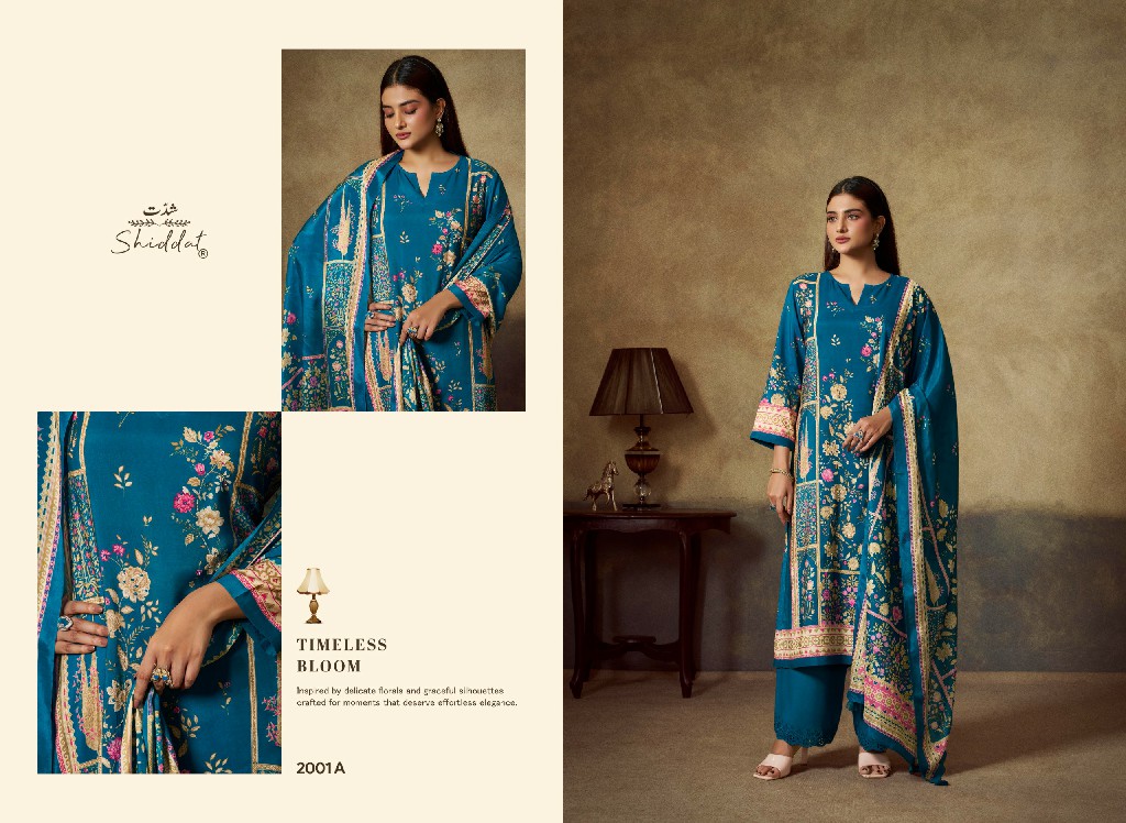 SHIDDAT SERINA-2 D.NO 2001 WHOLESALE DIGITAL PRINTED MUSLIN PRETTY LOOK UNSTITCH SALWAR SUITS EXPORTER