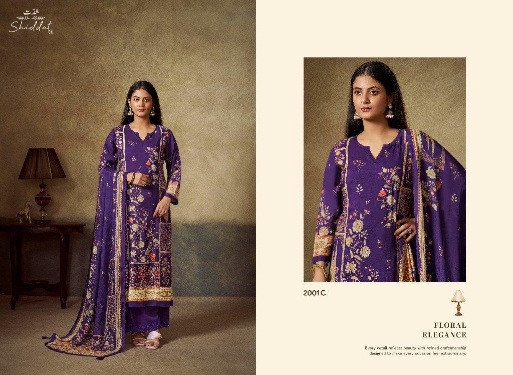 SHIDDAT SERINA-2 D.NO 2001 WHOLESALE DIGITAL PRINTED MUSLIN PRETTY LOOK UNSTITCH SALWAR SUITS EXPORTER