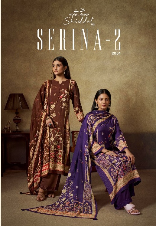 SHIDDAT SERINA-2 D.NO 2001 WHOLESALE DIGITAL PRINTED MUSLIN PRETTY LOOK UNSTITCH SALWAR SUITS EXPORTER