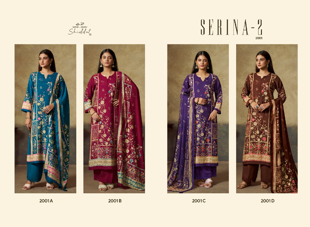 SHIDDAT SERINA-2 D.NO 2001 WHOLESALE DIGITAL PRINTED MUSLIN PRETTY LOOK UNSTITCH SALWAR SUITS EXPORTER