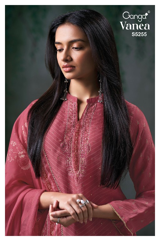 GANGA VANEA S5255 WHOLESALE PURE VISCOSE ORGANZA TWILL UNSTITCH SALWAR SUITS SUPPLIER
