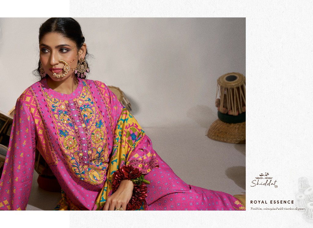 SHIDDAT ENZO 701 WHOLESALE VISCOSE MUSLIN WITH WORK UNSTITCH SALWAR SUITS EXPORTER
