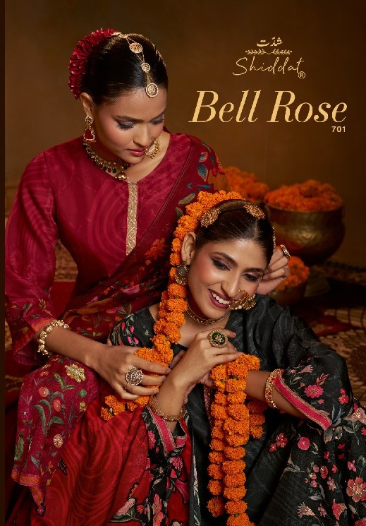 SHIDDAT BELL ROSE 701 WHOLESALE VISCOSE ORGANZA FESTIVE LOOK UNSTITCH SALWAR SUITS FOR EXPORT