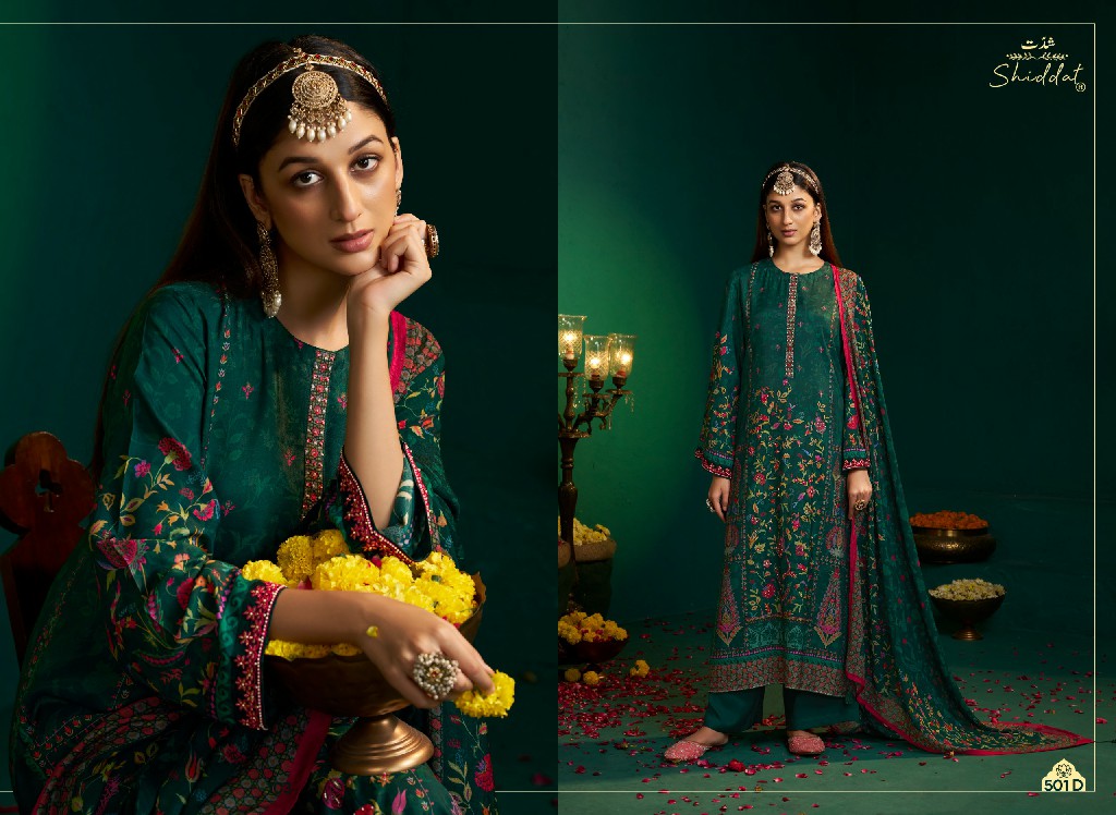 SHIDDAT ENZO 501 WHOLESALE VISCOSE MUSLIN WITH WORK AMAZING UNSTITCH SALWAR SUITS EXPORTER