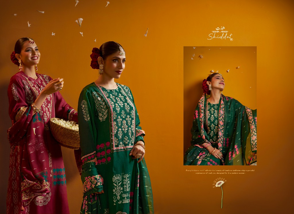 SHIDDAT BELL ROSE 401 WHOLESALE VISCOSE ORGANZA GORGEOUS LOOK UNSTITCH SALWAR SUITS FOR EXPORT