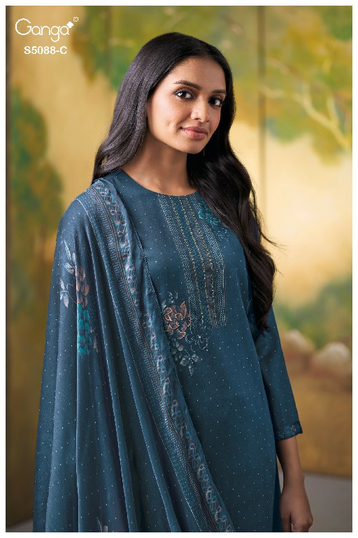 GANGA PRAIRIE S5088 WHOLESALE PREMIUM COTTON FANCY DESIGN UNSTITCH SALWAR SUITS EXPORTER