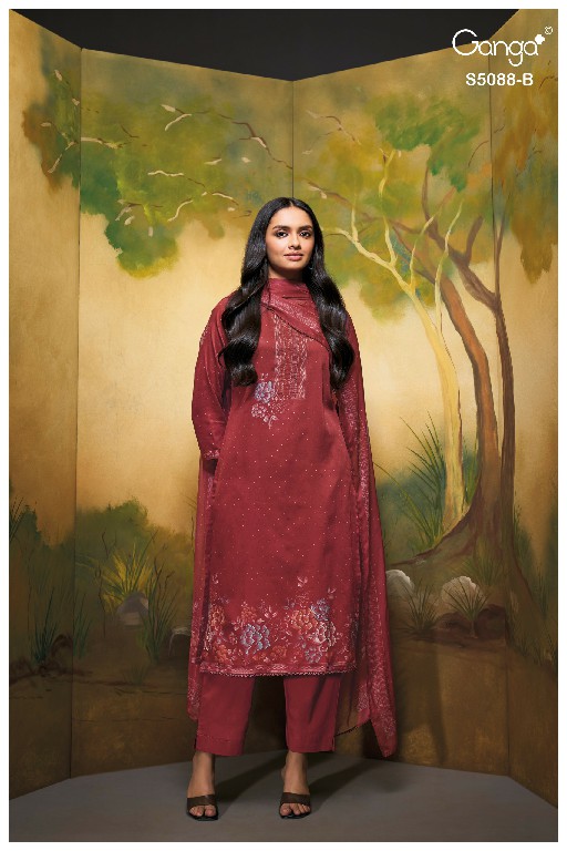 GANGA PRAIRIE S5088 WHOLESALE PREMIUM COTTON FANCY DESIGN UNSTITCH SALWAR SUITS EXPORTER