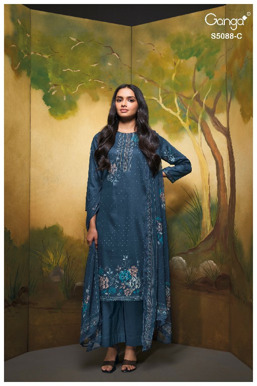 GANGA PRAIRIE S5088 WHOLESALE PREMIUM COTTON FANCY DESIGN UNSTITCH SALWAR SUITS EXPORTER