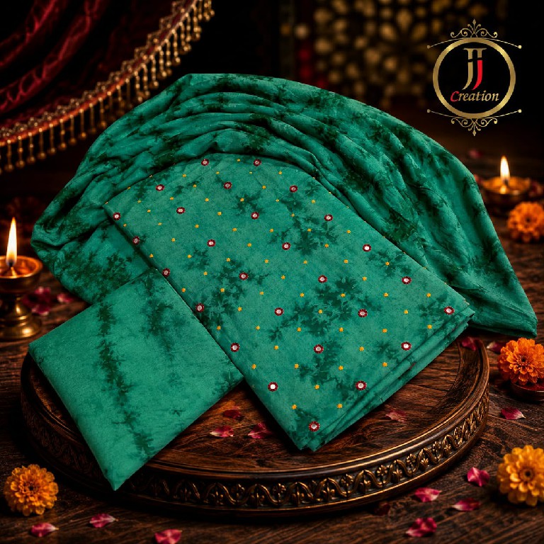 JAY JALARAM CREATION TYE AND DYE VOL 1 WHOLESALE RAYON MIRROR WORK UNSTITCH SALWAR SUITS SUPPLIER