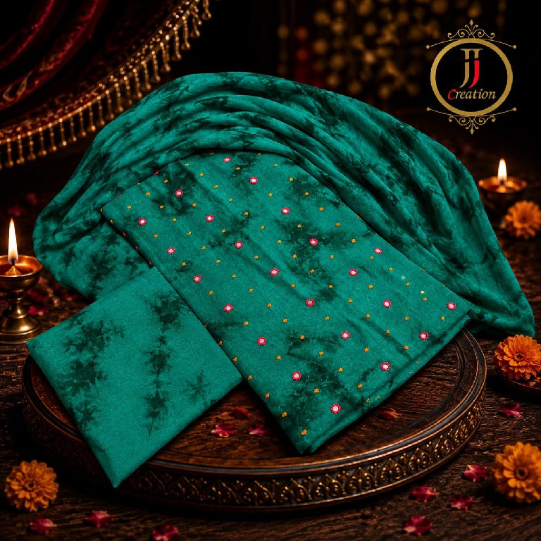 JAY JALARAM CREATION TYE AND DYE VOL 1 WHOLESALE RAYON MIRROR WORK UNSTITCH SALWAR SUITS SUPPLIER