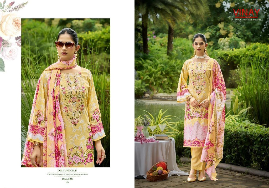 VINAY RIHAANA VOL 1 WHOLESALE CAMBRIC COTTON WITH FANCY WORK UNSTITCH SALWAR SUITS EXPORTER