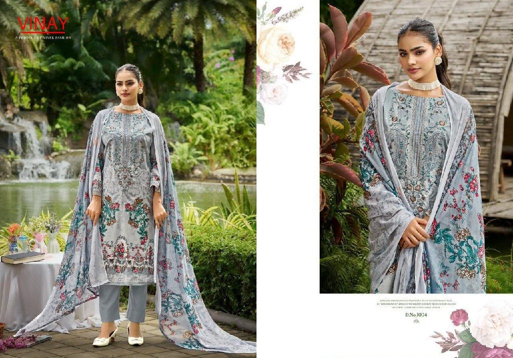 VINAY RIHAANA VOL 1 WHOLESALE CAMBRIC COTTON WITH FANCY WORK UNSTITCH SALWAR SUITS EXPORTER