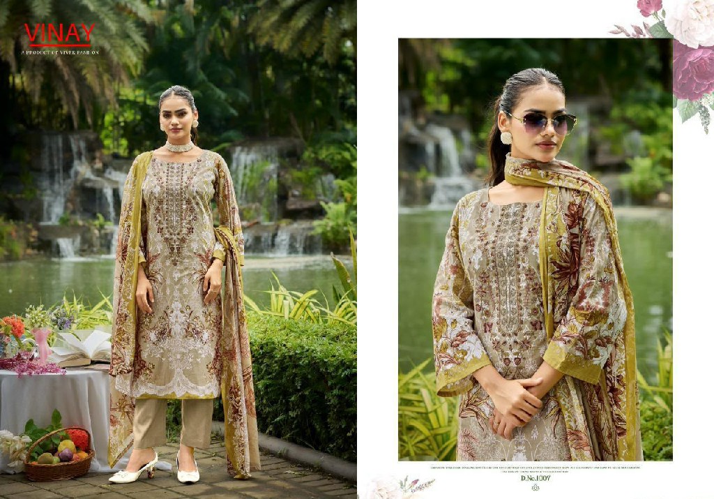 VINAY RIHAANA VOL 1 WHOLESALE CAMBRIC COTTON WITH FANCY WORK UNSTITCH SALWAR SUITS EXPORTER