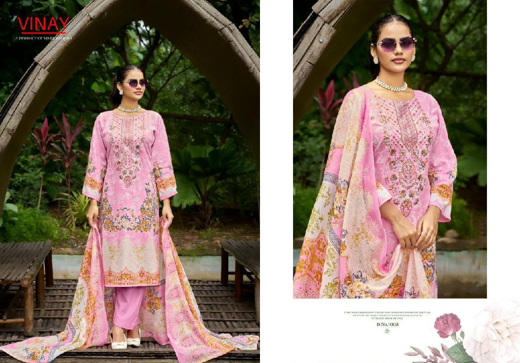 VINAY RIHAANA VOL 1 WHOLESALE CAMBRIC COTTON WITH FANCY WORK UNSTITCH SALWAR SUITS EXPORTER